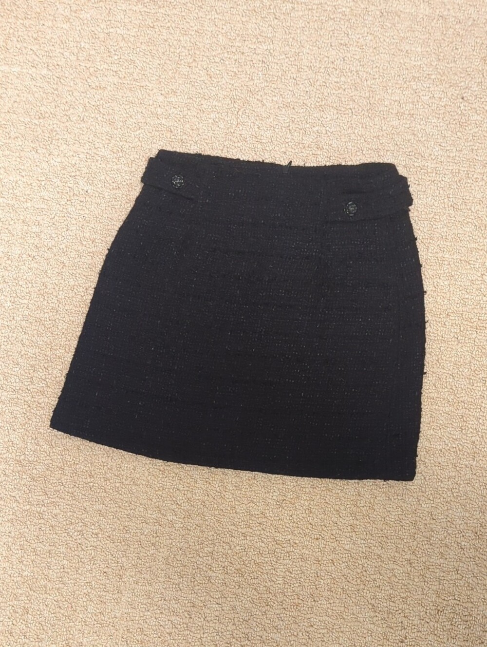 Ardene Black Tweed Mini Skirt with Buttoned Waistband